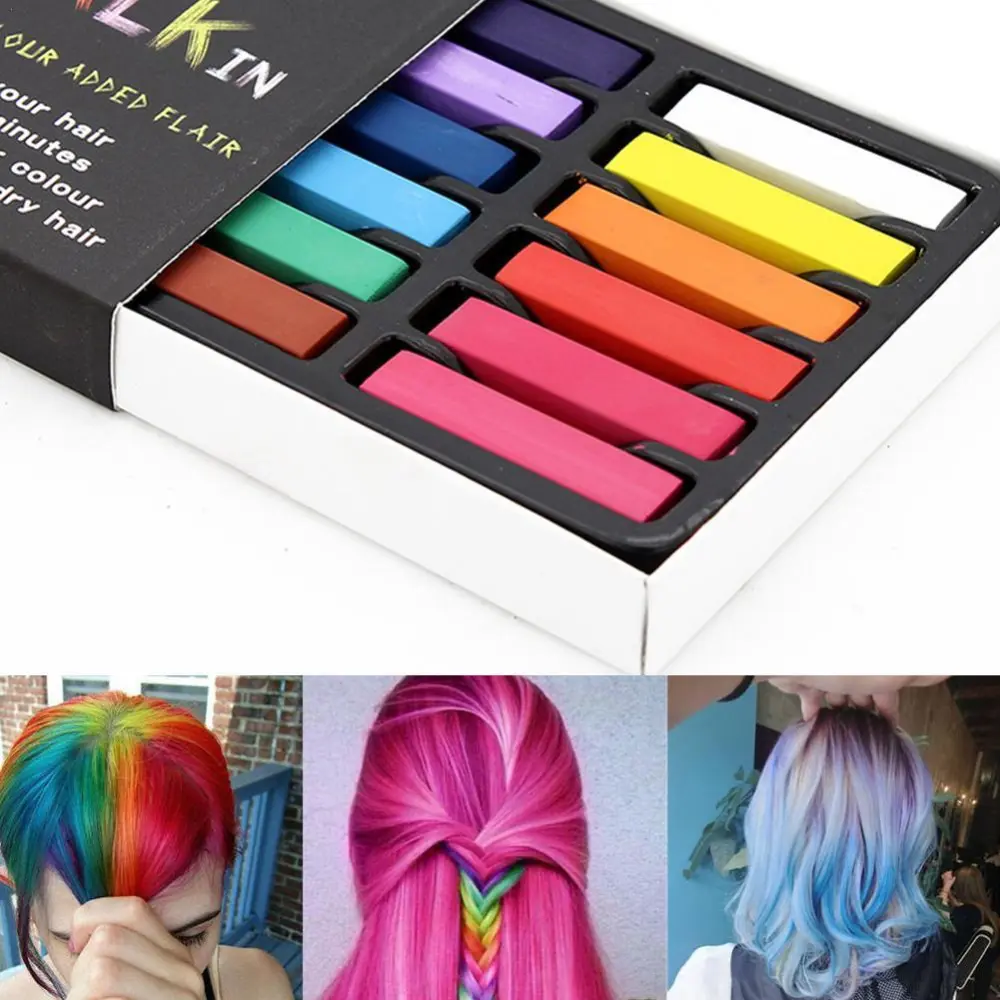 12-color Short Hair Coloring Chalk Disposable Hair Coloring Pen