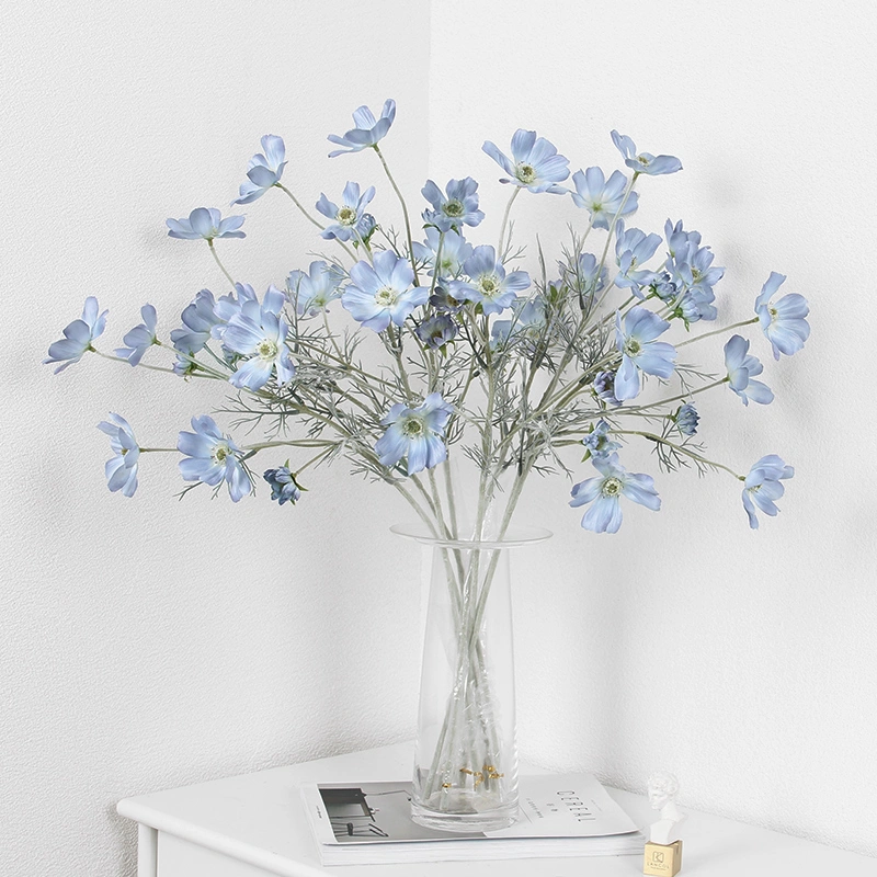 Artificial Flower Cosmos Gray Blue Dining Table Living Room Home Decoration Flower