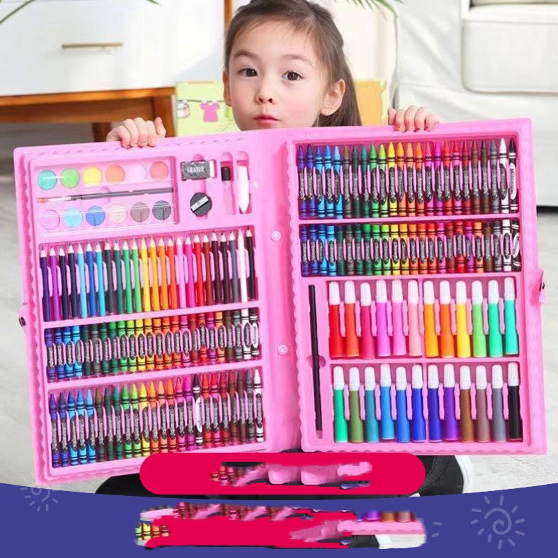 Toddler Pupils Learn To Paint With Watercolor Brushes, Crayon And Oil Pastel