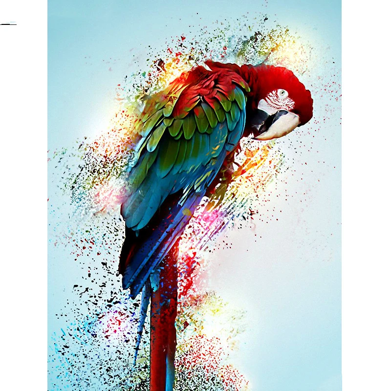 Full Squareround Diamond 5D DIY Diamond Painting Colorful Parrot Embroidery