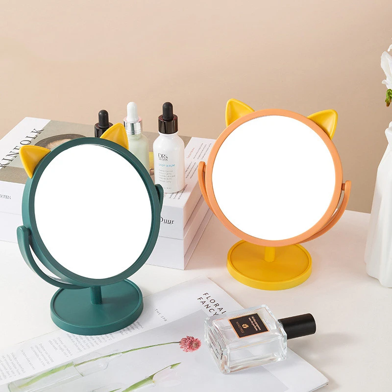 Cartoon Cat Ears Makeup Mirror Desktop Single-sided Makeup Mirror