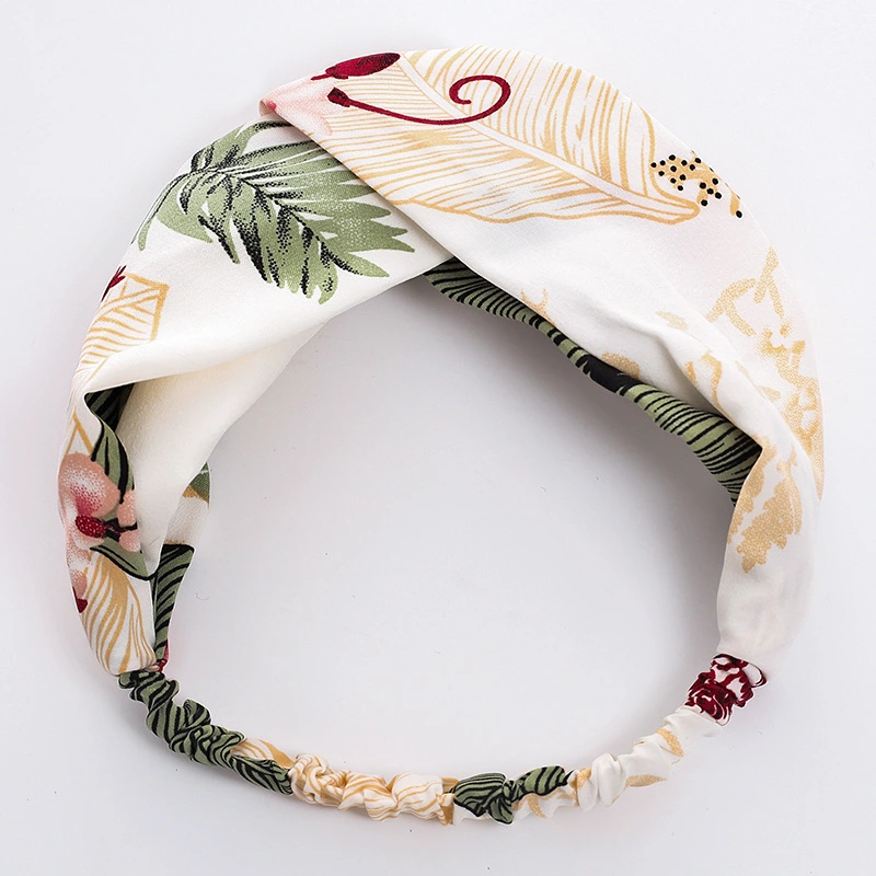 European And American Cross-border New Printed Cross Hairband Ladies Fashion Knotted