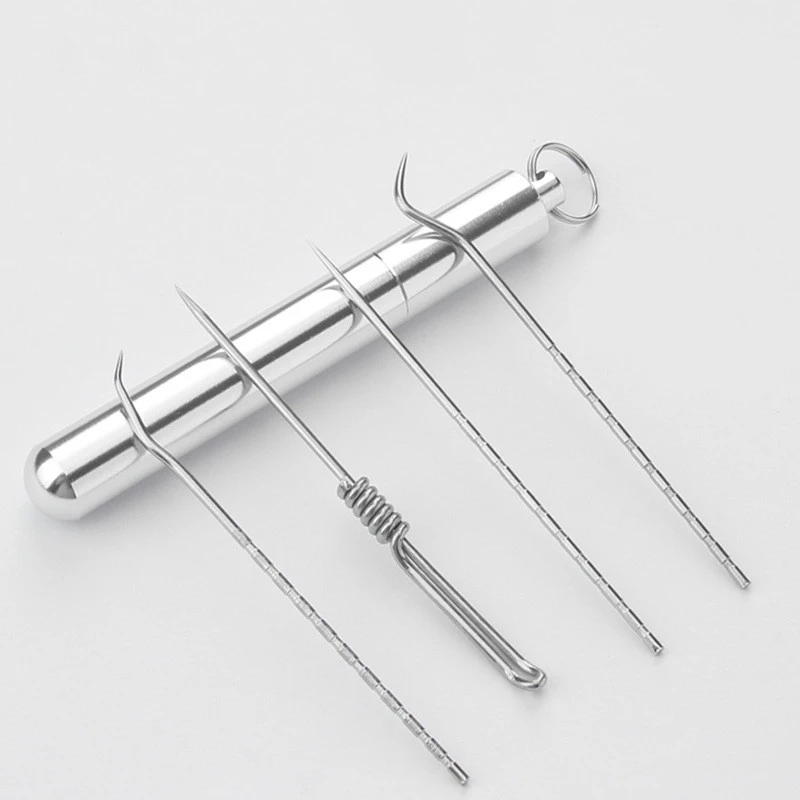 304 Stainless Steel Toothpicks High-end Portable Aluminum Alloy Storage Tube Picking Teeth Artifact Oral Care Tool