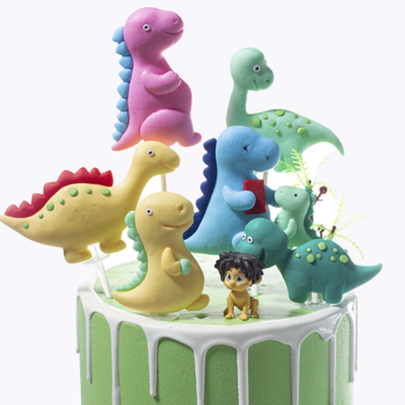 Baking Soft Pottery Small Dinosaur Plug-in Small Dinosaur Birthday Theme