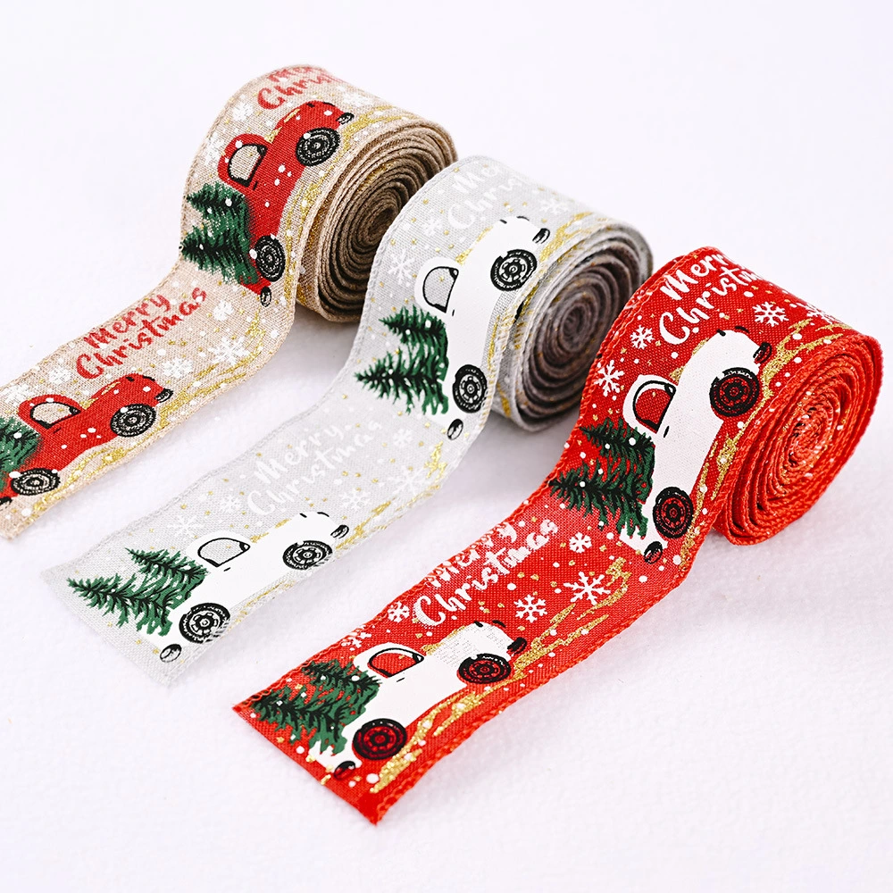 Creative New Christmas Decorations Color Car Printing Ribbon