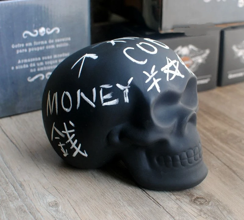 Blackboard Glaze Ceramic Skull DIY Graffiti Piggy Bank