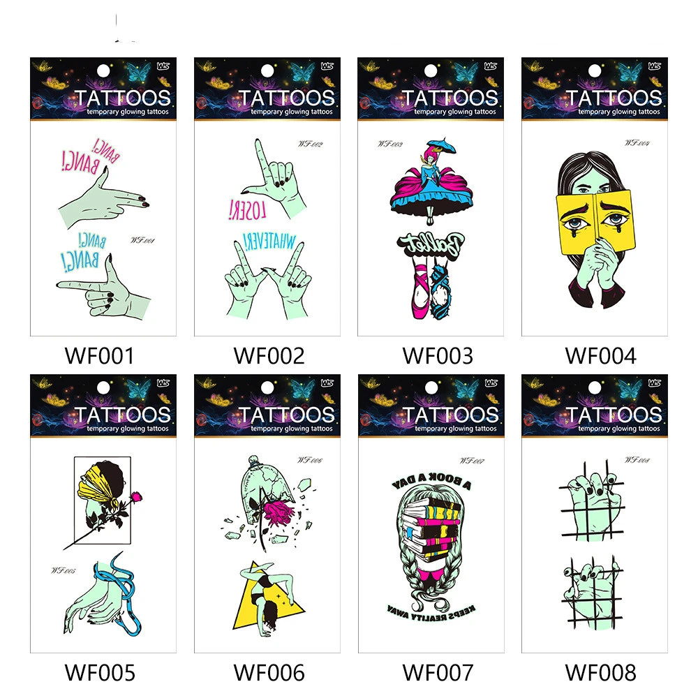 New Set Cartoon Halloween Funny Fluorescent Luminous Tattoo Stickers