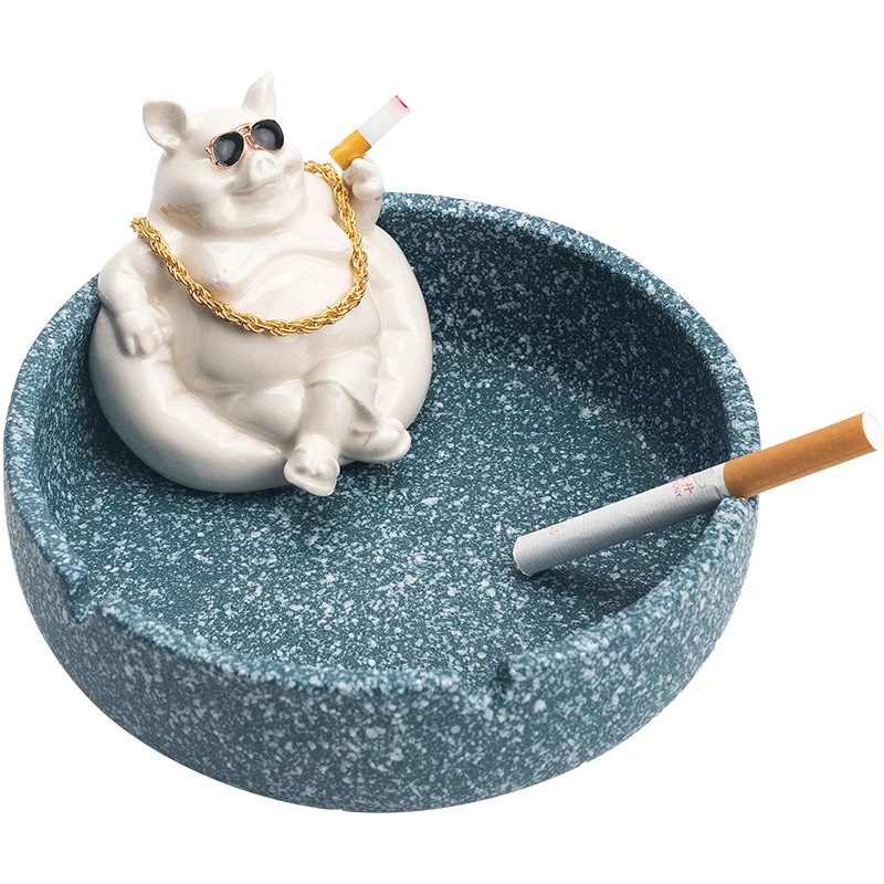 Tao Fan Creative Animal Ashtray Household Ceramics Large Capacity Anti Fly Ash