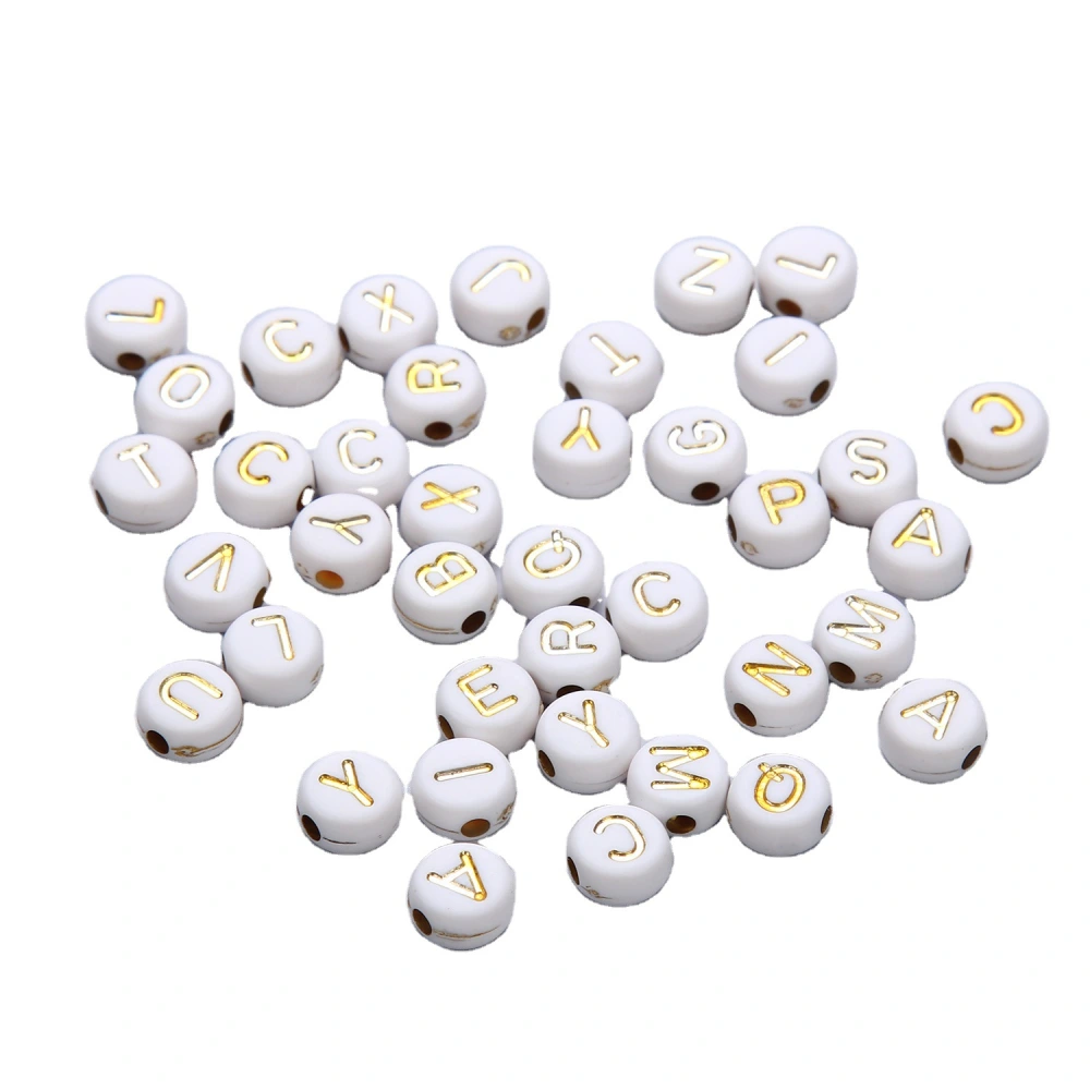 Acrylic White Background Golden English Alphabet Beads