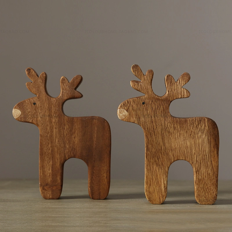 Home Decorations Desktop Creative Ornaments Solid Wood Deer