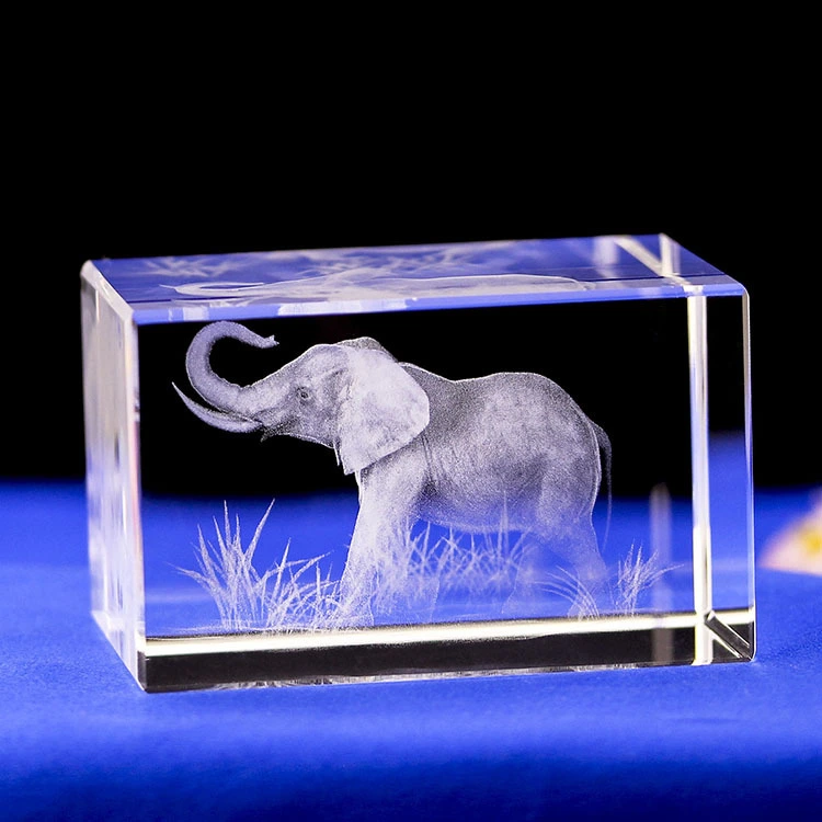 3D Internally Carved Crystal Animal Model Elephant, Tourist Souvenirs, Home Furnishings