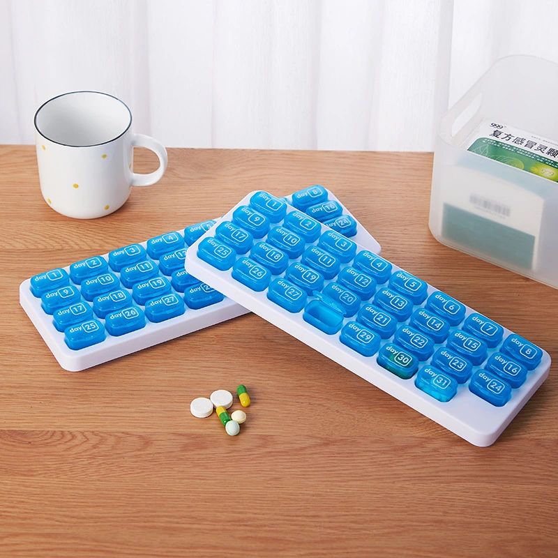Portable Pill Box, Divided Keyboard, Independent Storage Pill Box, Digital Pill Transparent Family Pack