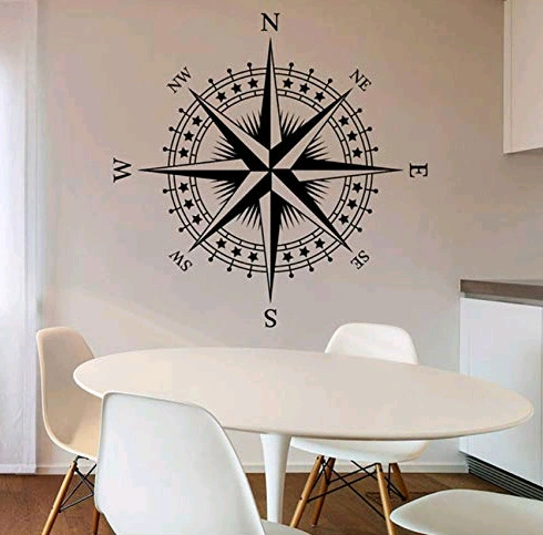 Compass Carved Personality Wall Study Living Room