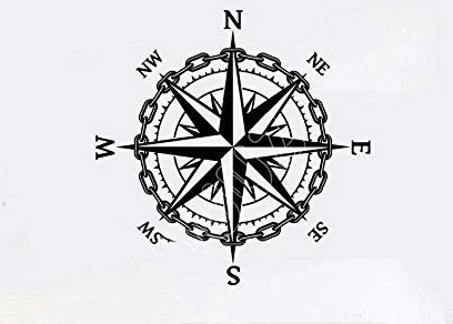 Compass Carved Personality Wall Study Living Room