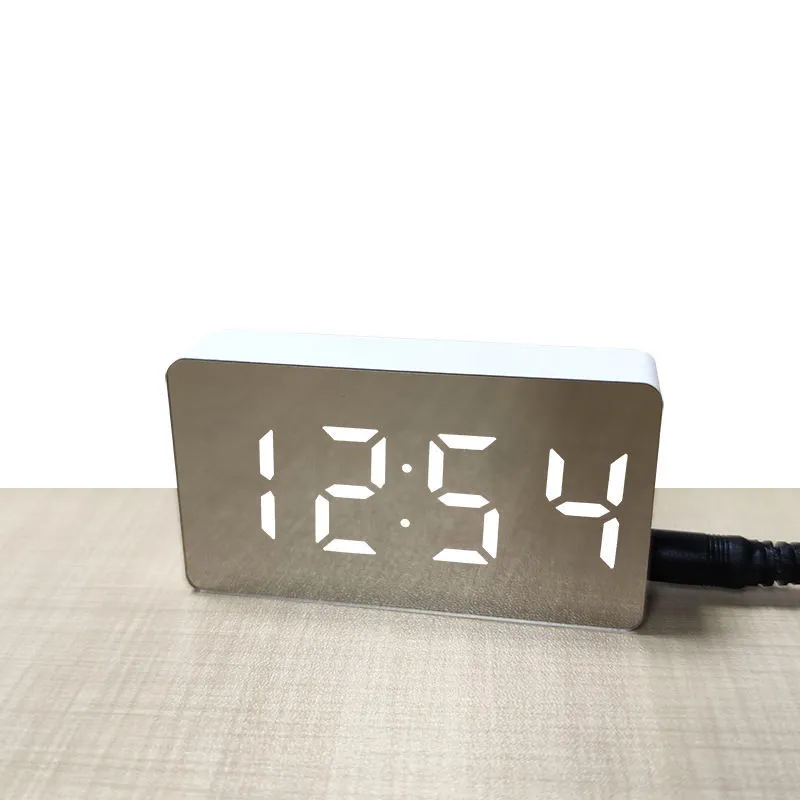 LED Mirror Temperature Indicator Clock, Multi-function Electronic Alarm Clock