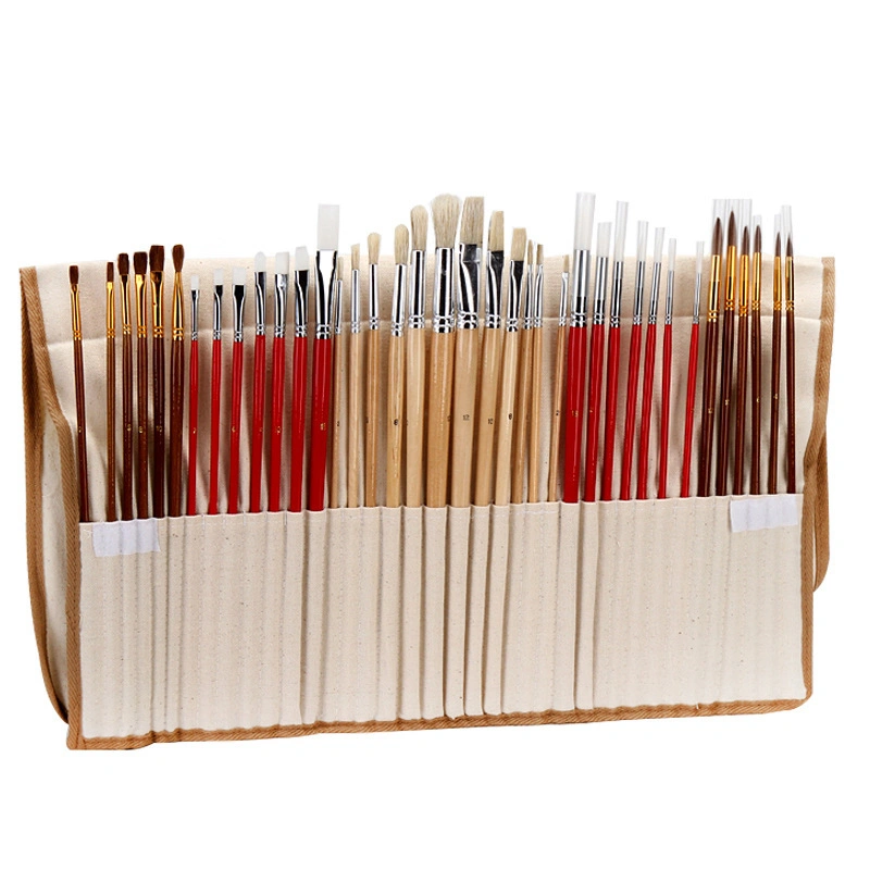 Canvas Pen Curtain Brush, Multi-function Log Rod Oil Paint Brush Art Painting Set