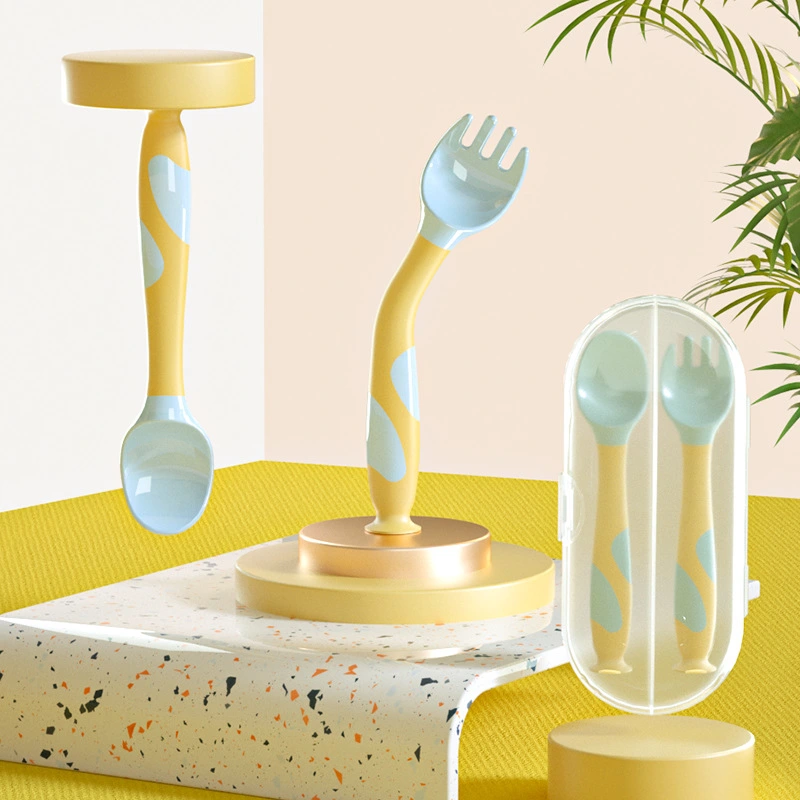 Suction Cup Twisted Spoon Children's Fork Spoon Baby Spoon