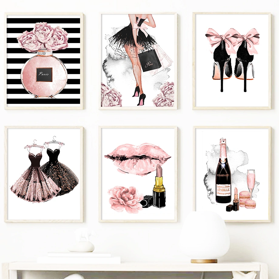 Diamond Painting Girl Perfume Flower Lipstick High Heels Wall Art Rhinestone Embroidery