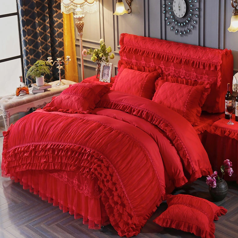 Four-piece Set Of Warm Quilted Padded Bed Skirts And Bedspreads