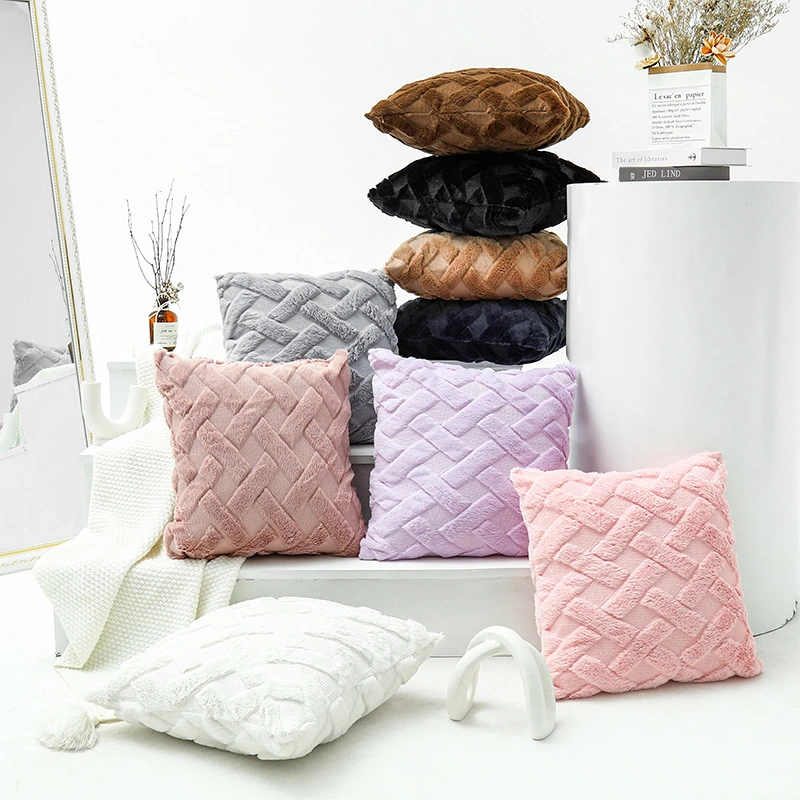 Geometric Rhombus Double-sided Three-dimensional Plush Pillowcase