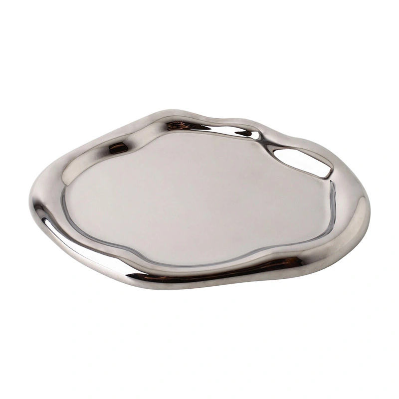 Ins Creative Decoration Dessert Tray Storage Light Luxury Silver Ceramic Jewelry Dessert Decoration Tray