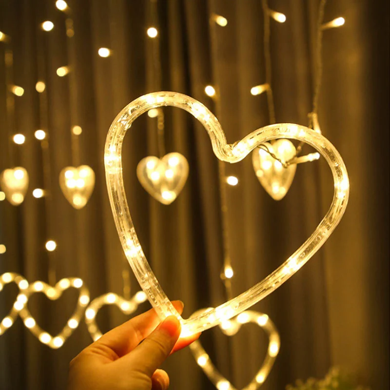 LED Love Curtain Light Net Red Light Ins Heart-shaped Lantern