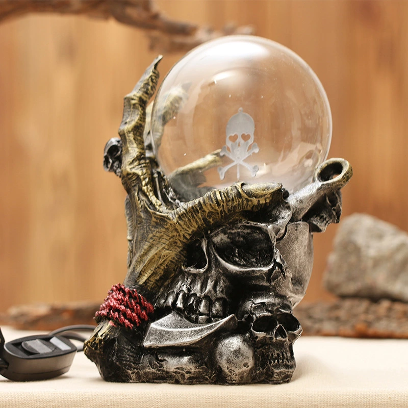 Creative Gift Retro Skull Hand Magic Ball Retro Tower Crafts Flash Static Induction Glass Ball