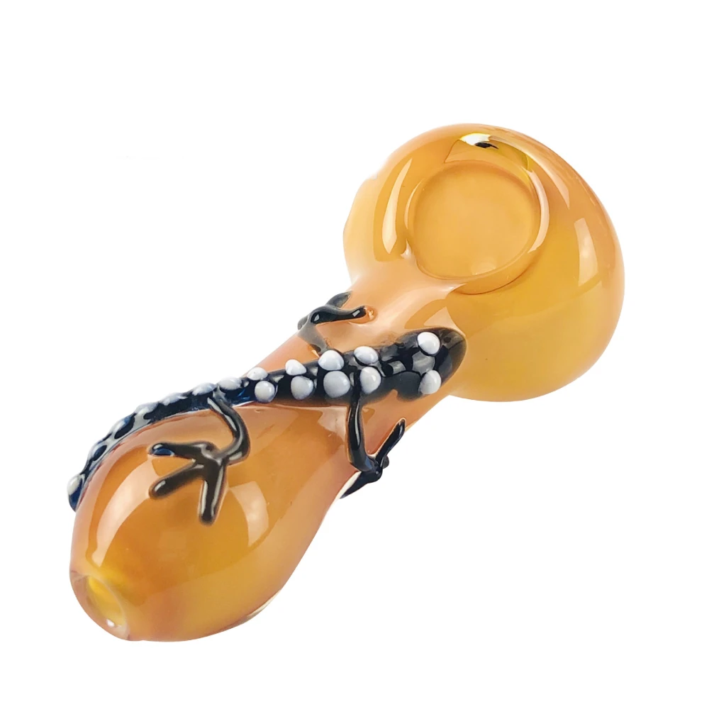 Amber Short Spoon Glass Handicraft Portable Vase Decoration Black Reptile Pattern