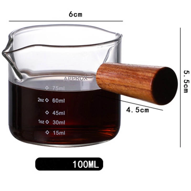 Wooden Handle Double Mouth Milk Cup Coffee Cup
