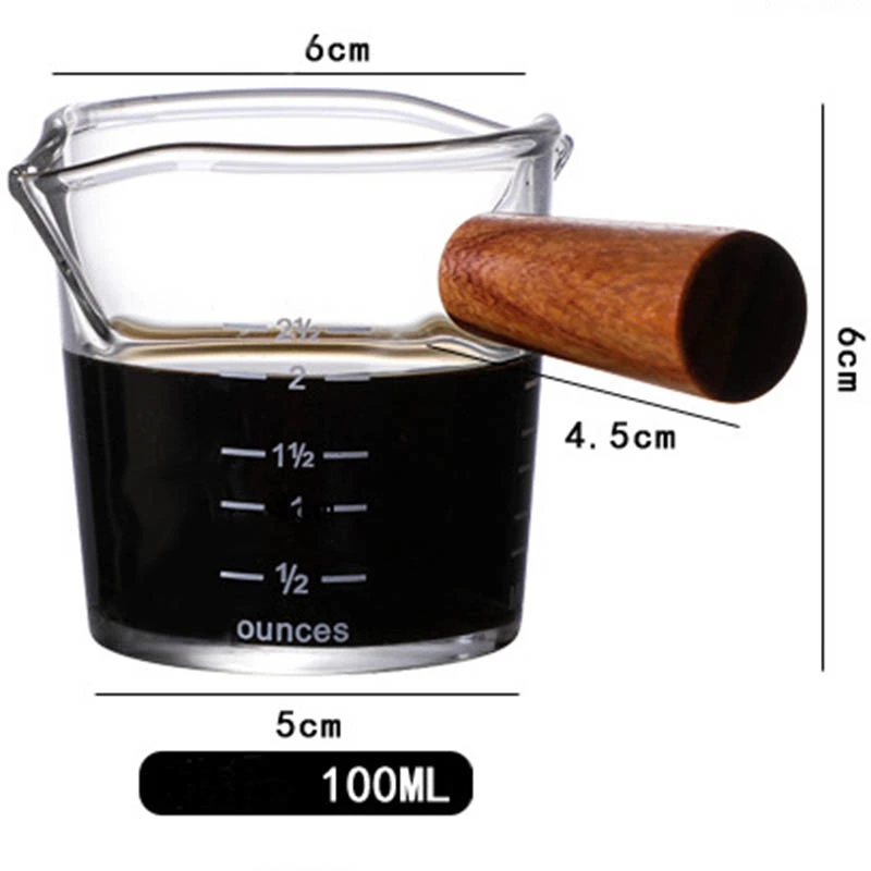 Wooden Handle Double Mouth Milk Cup Coffee Cup