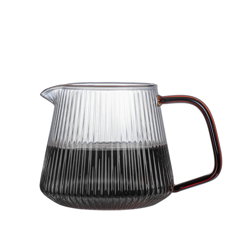 Transparent Vertical Pattern Glass Sharing Coffee Pot