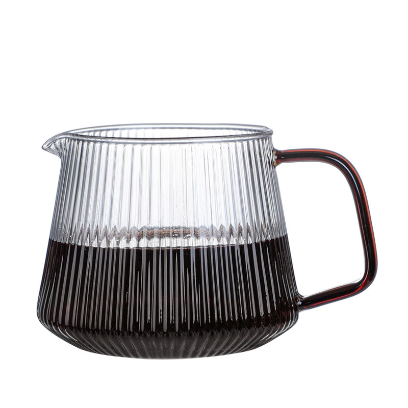 Transparent Vertical Pattern Glass Sharing Coffee Pot
