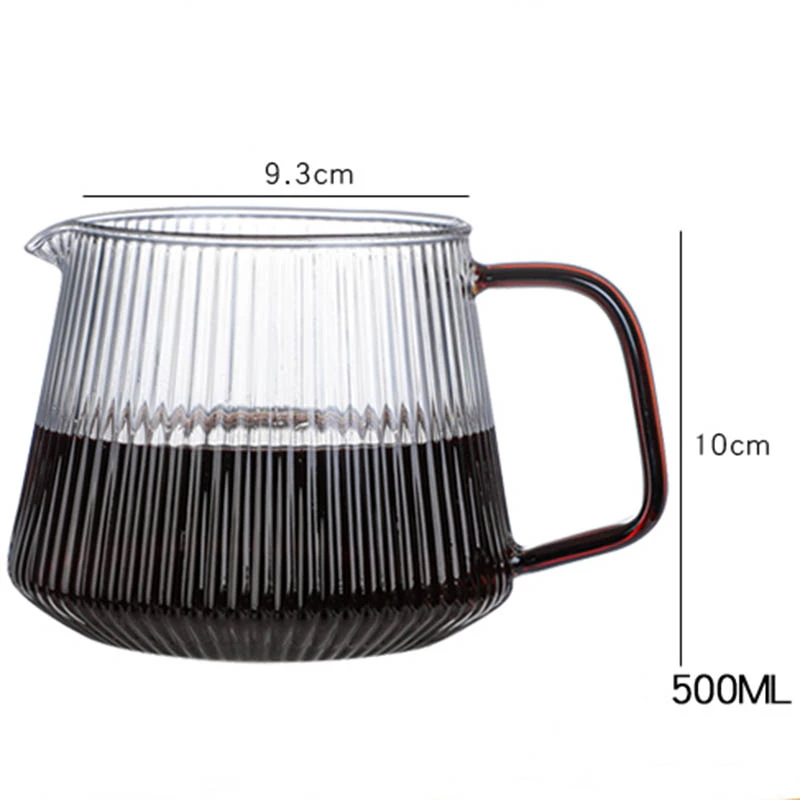 Transparent Vertical Pattern Glass Sharing Coffee Pot
