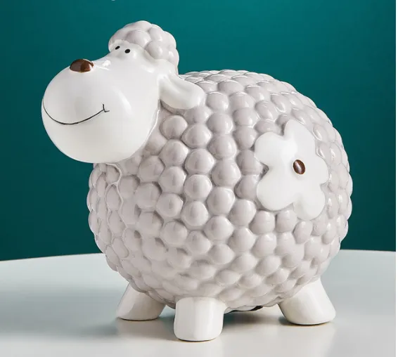 Nordic Style Cute Creative Ceramic Little Sheep Can Take Piggy Bank