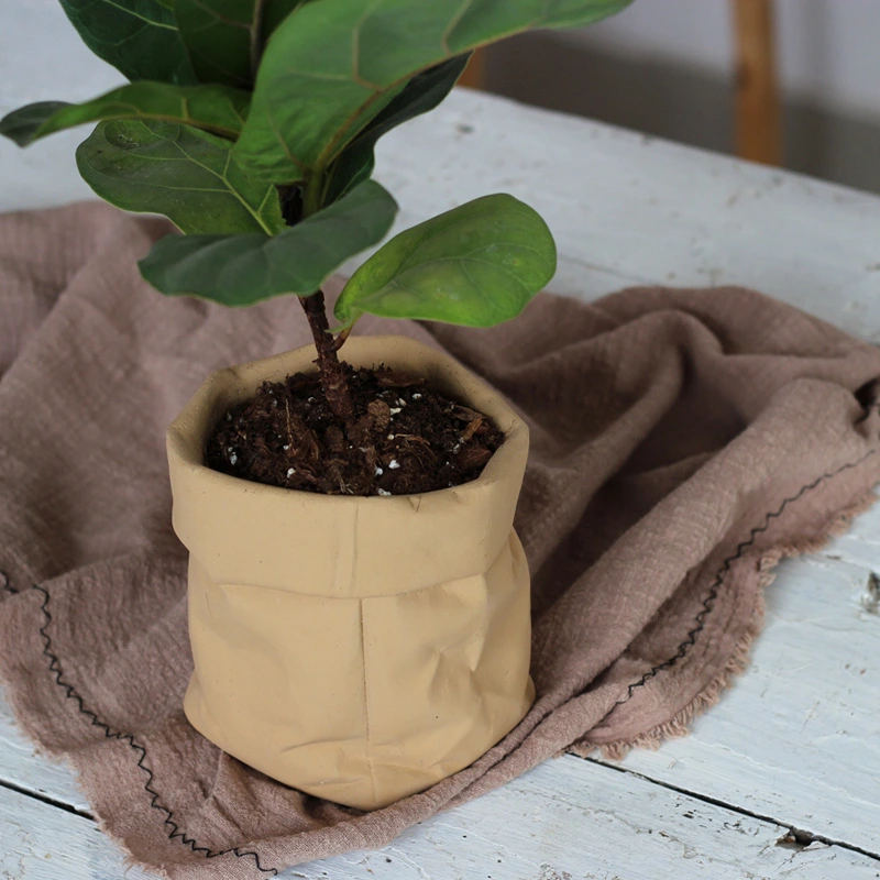 Cement Cloth Bag Flowerpot Imitation Leather Bag Simple Nordic Modern Creative Home Ins Style Green Plant Potted Pot