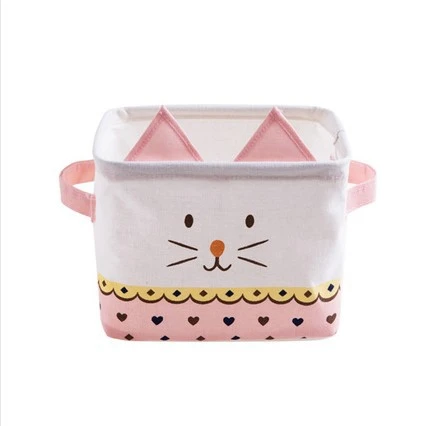 Cartoon Cat Storage Box Desk Stationery Storage Basket Cute Fabric