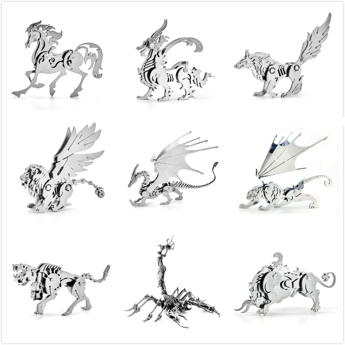 Steel Golem, Mythical Animals, Stainless Steel All-Metal Ornaments MU Art Model 3D Metal Puzzle