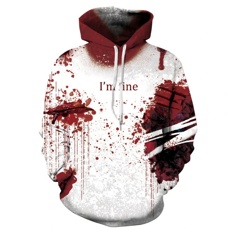 Abstract Print Hooded Pocket Pullover Sweatshirt