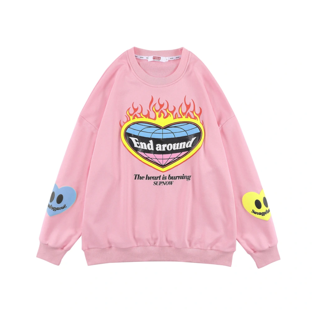 Flame Love Print Trendy Brand Loose Men's And Women's Pullover Sweatshirt