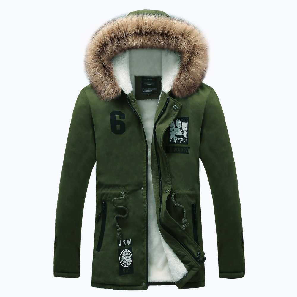 Men's Mid-length Cardigan Hooded Cotton Coat