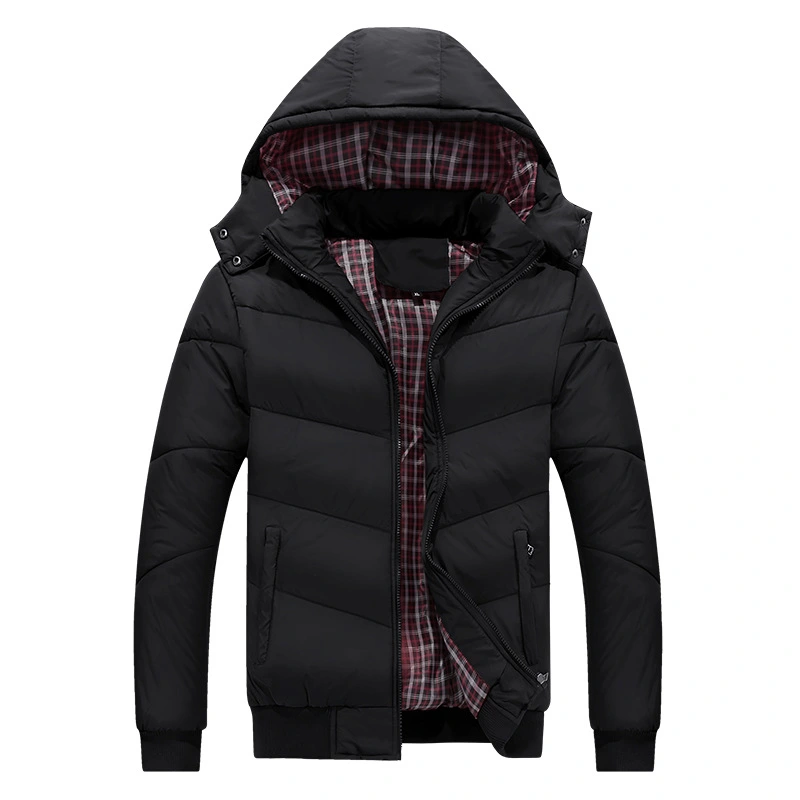 Removable Hood Fashion Solid Color Warm Cotton Jacket