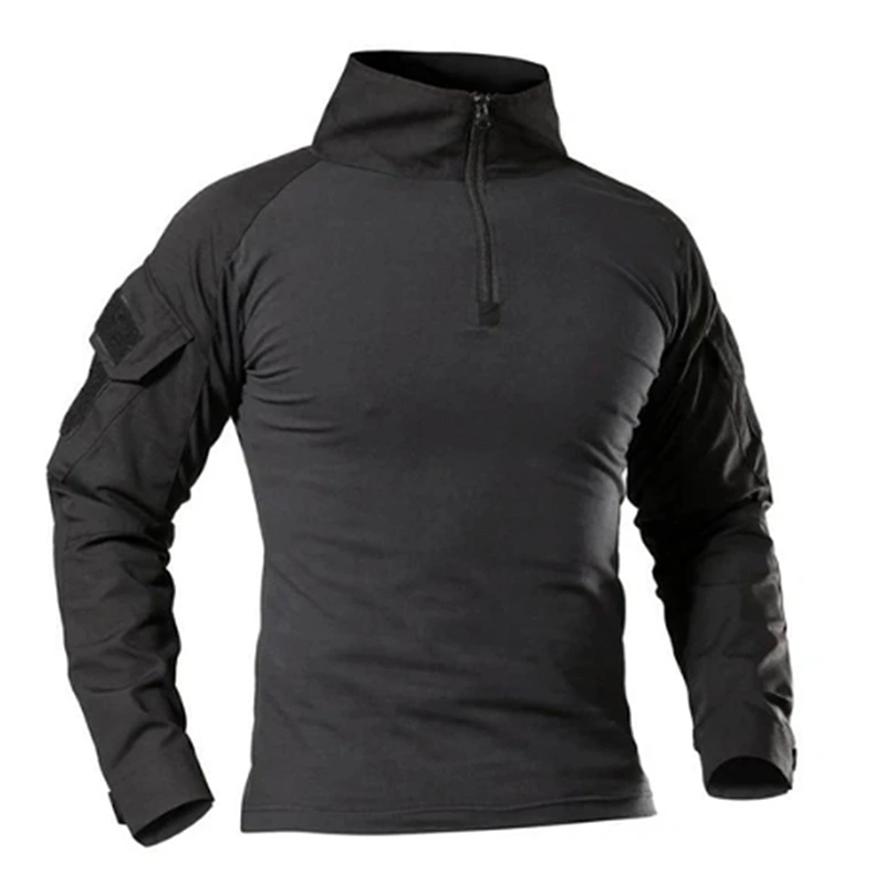 Insert color stand collar arm strap pocket Men Elastic soft T-shirts