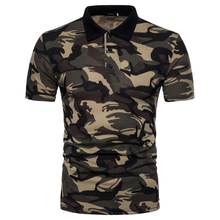 New Men's Camouflage Slim Short Sleeved Polo Summer Men's Lapel Shirt