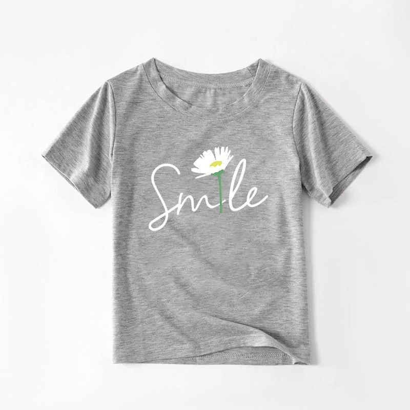 Cartoon Flower Print Round Neck Short-Sleeved T-Shirt