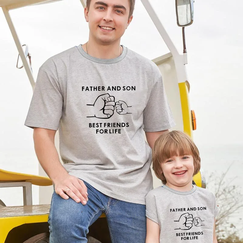 Parent-Child Costume Father And Boy Good Friend Father And Son Short Sleeves