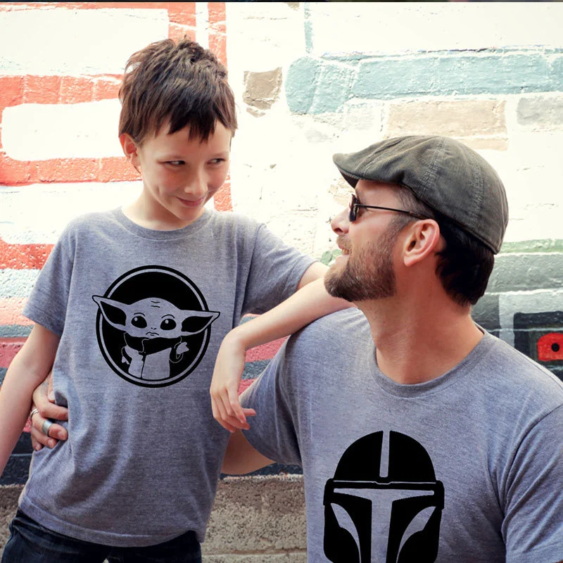 Cartoon Star Wars Print Father And Son Dress Dad And Boy Short Sleeve