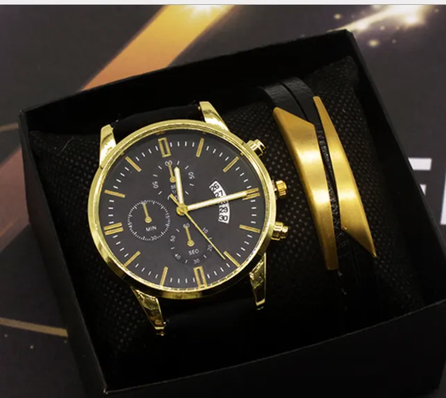 Men's Watch Set Quartz Fashion Cross-border Men's Watch Foreign Trade Calendar New Business Wrist Watch Men