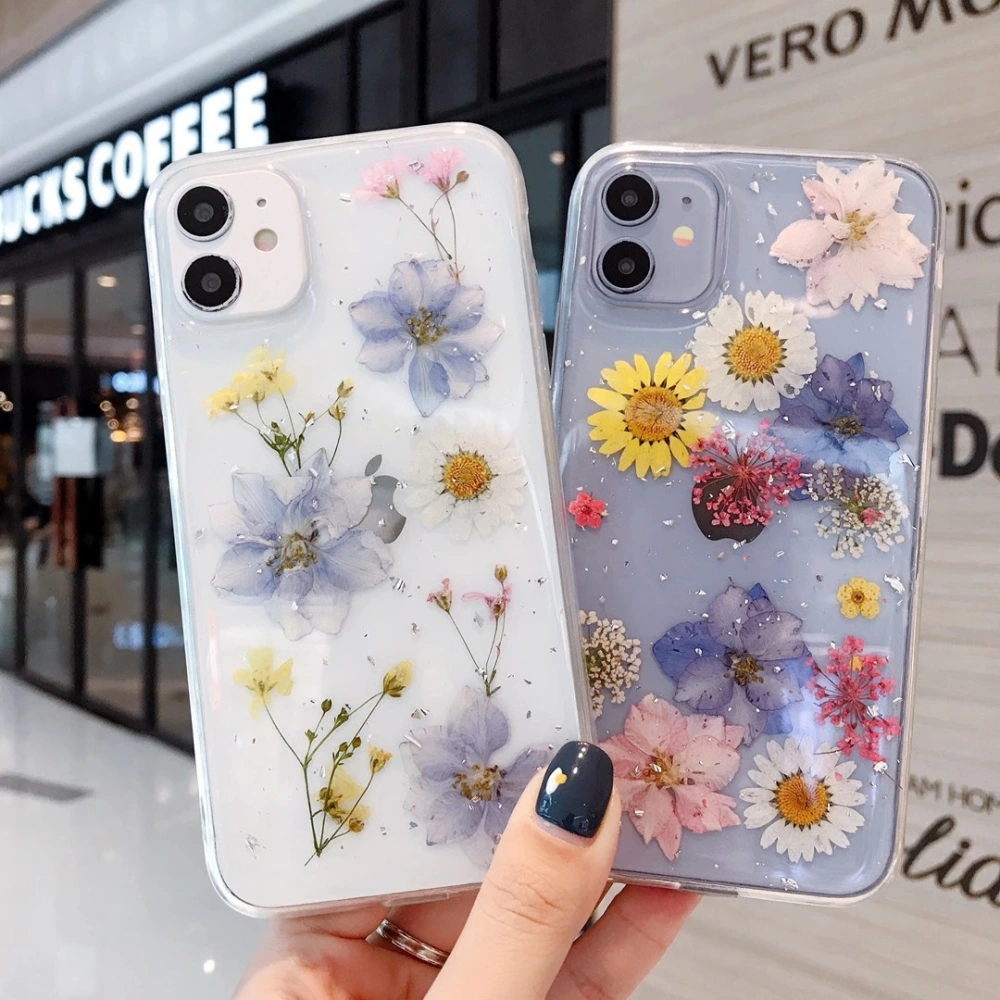 Ins Real Flower Dried Flower Glue Mobile Phone Case Soft Shell Protective Cover