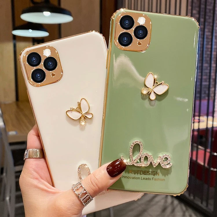 Compatible with Apple, Compatible with Apple , Rhinestone Butterfly IPhone11 Apple 12 Shatter-resistant Silicone Case