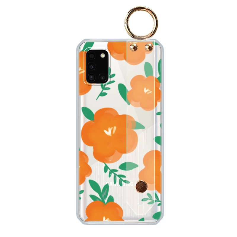 Embossed Flowers And Grass Wrist Phone Case